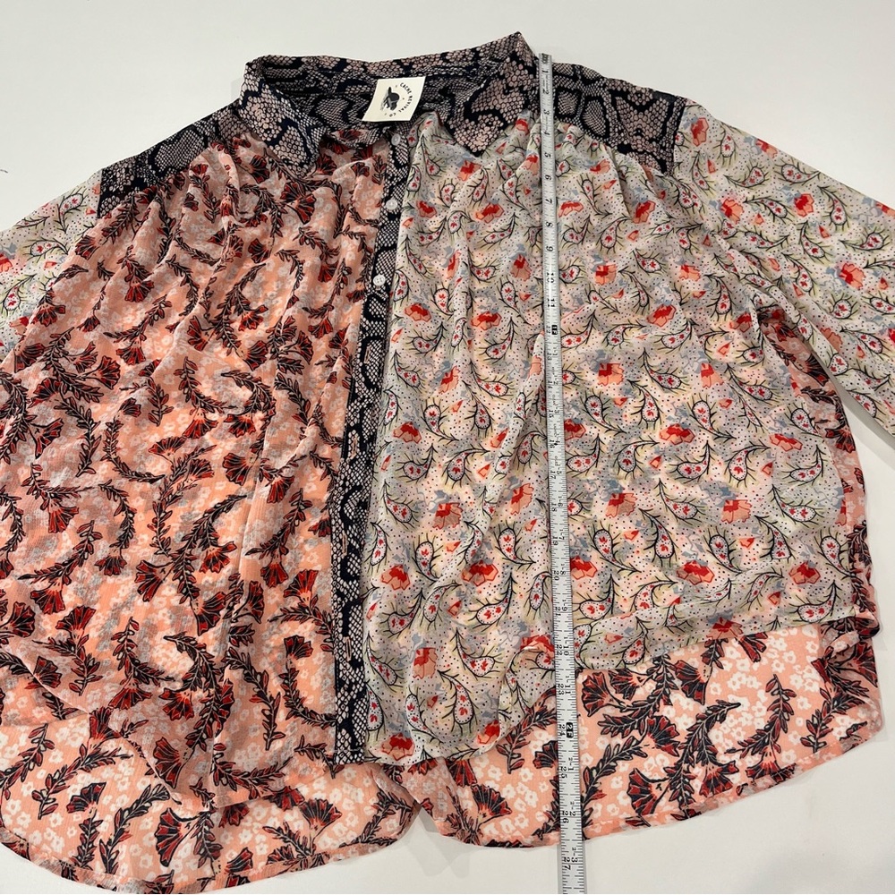 Free People Floral Patchwork Patterned Sheer Blou… - image 5